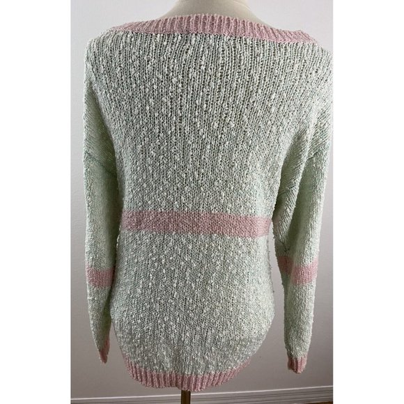 Vintage 80s Here's a Hug Knit Sweater Pastel Loose Knit Chenille - Picture 6 of 7